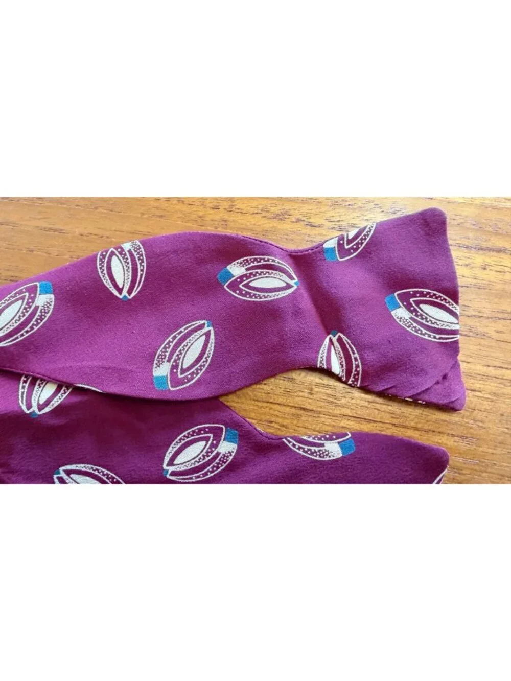 Vintage Polo By Ralph Lauren Mens Adjustable Bow Tie Burgundy Geometric Silk USA